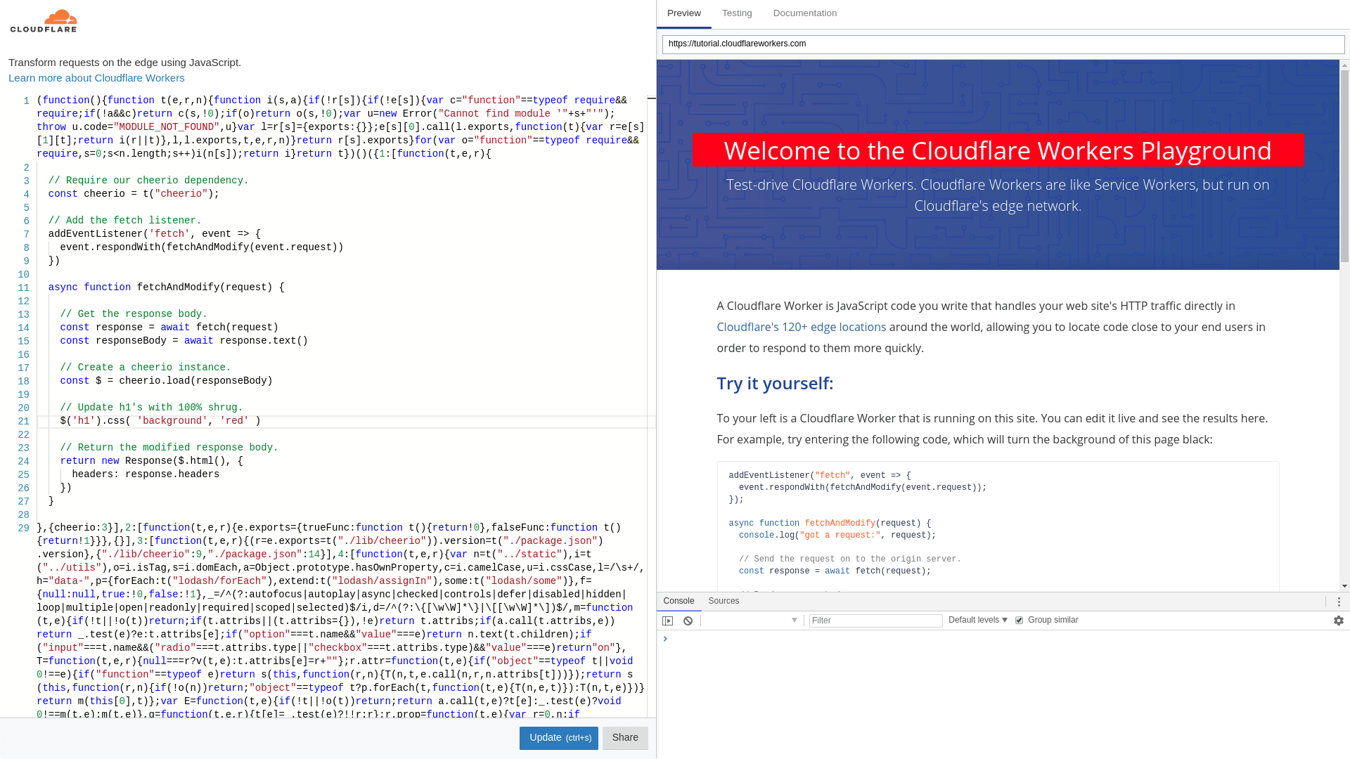 Screenshot of CSS being applied by a Cloudflare Worker